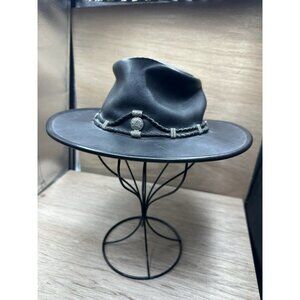 Minnetonka Silverthorne Hat Women's Size Small S Black Genuine Leather